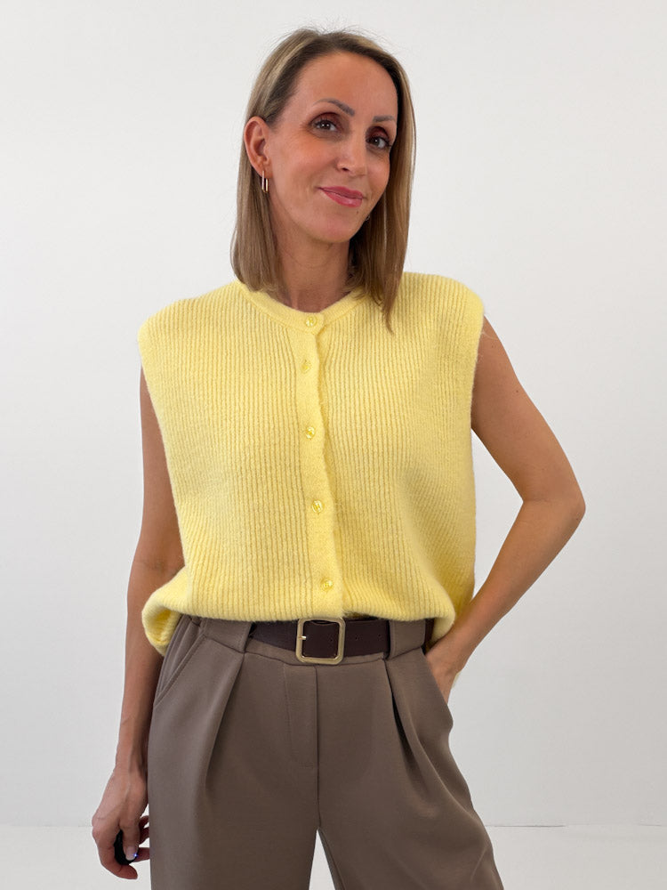 "Biella Vest" wunderschöne Strickweste aus Lana Wolle - sonnengelb