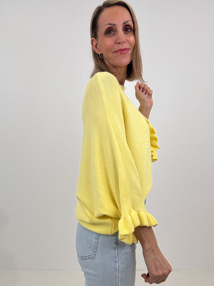 "Vicenza Volant" weicher Pullover mit Viscose - sonnengelb