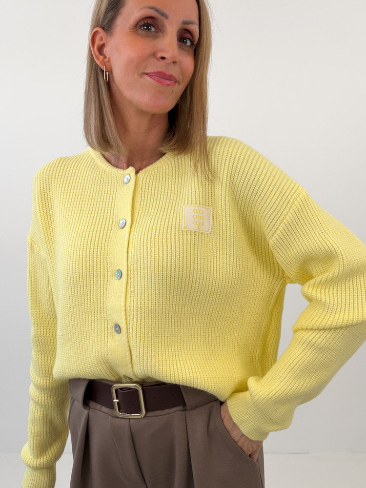 "Self Love" weicher Strickcardigan aus Viscose- sonnengelb