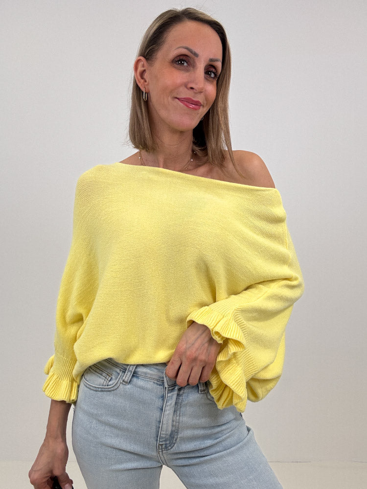 "Vicenza Volant" weicher Pullover mit Viscose - sonnengelb