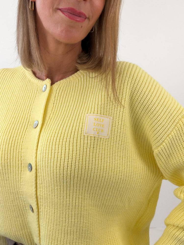 "Self Love" weicher Strickcardigan aus Viscose- sonnengelb