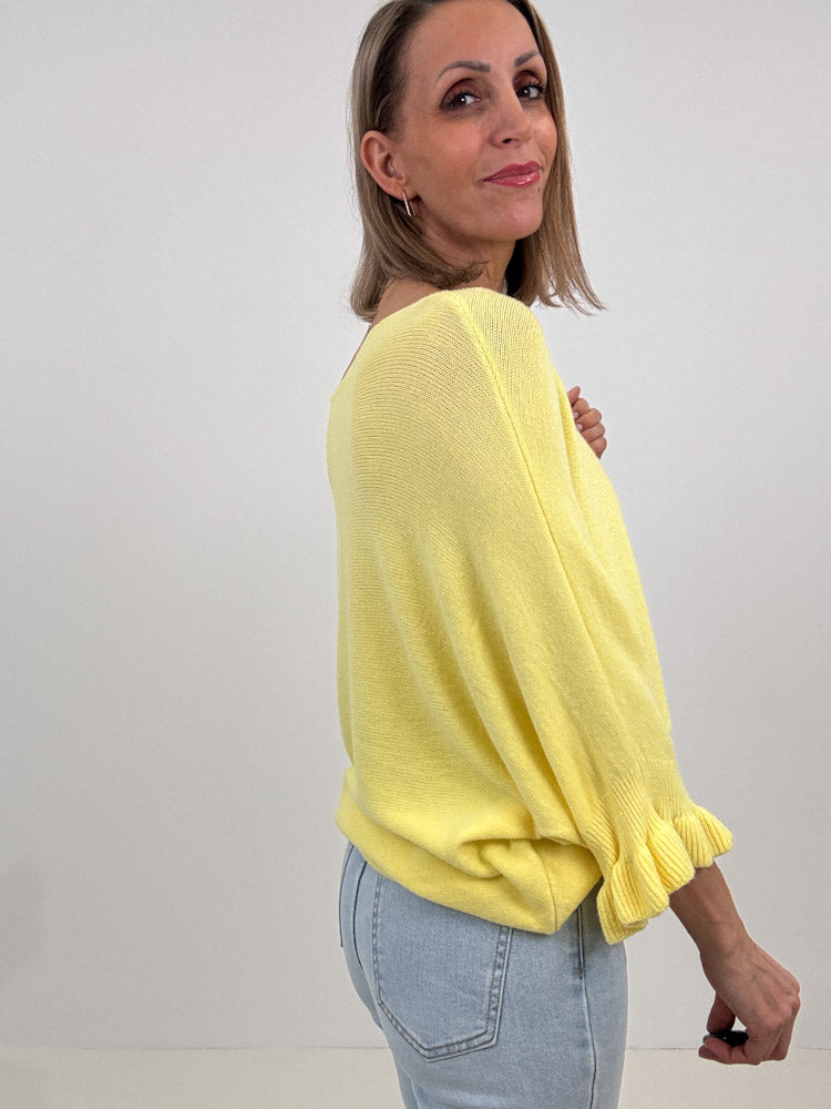 "Vicenza Volant" weicher Pullover mit Viscose - sonnengelb