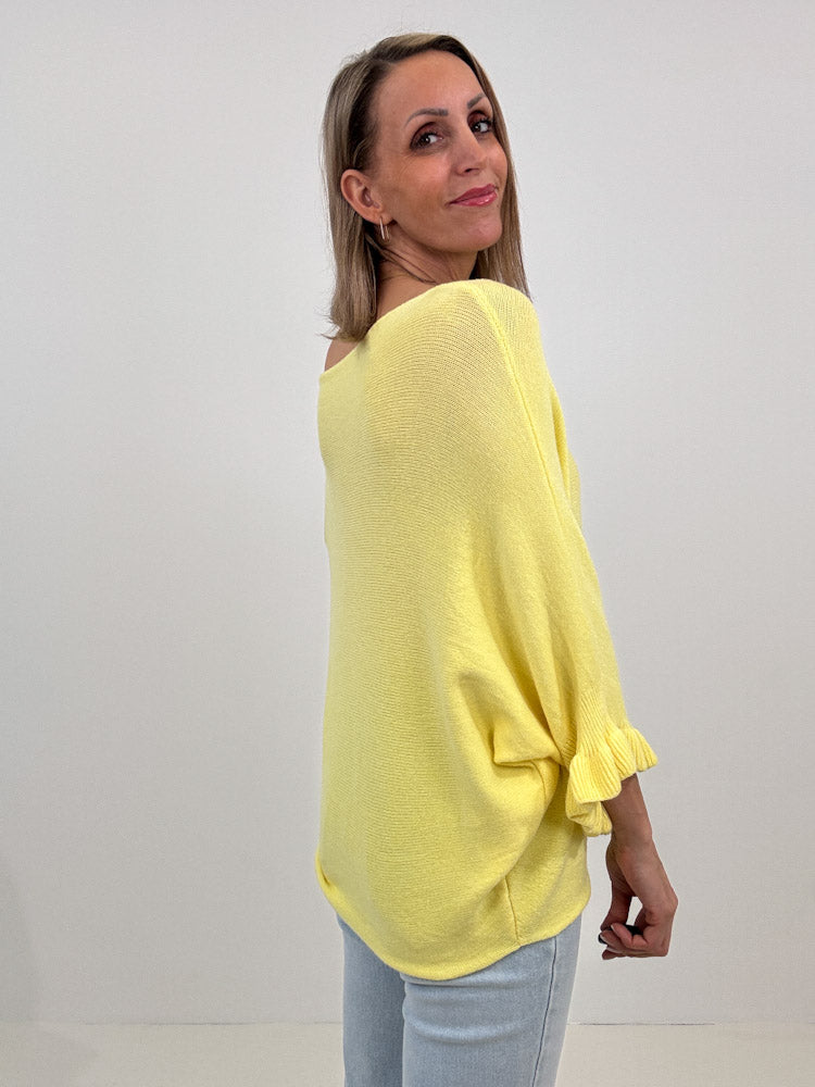 "Vicenza Volant" weicher Pullover mit Viscose - sonnengelb