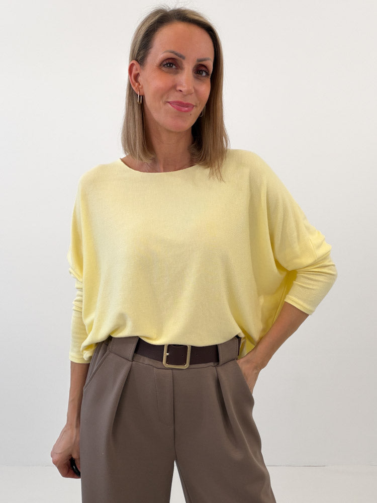 "Soft" weiches Longshirt aus Viscose & Wolle - sonnengelb