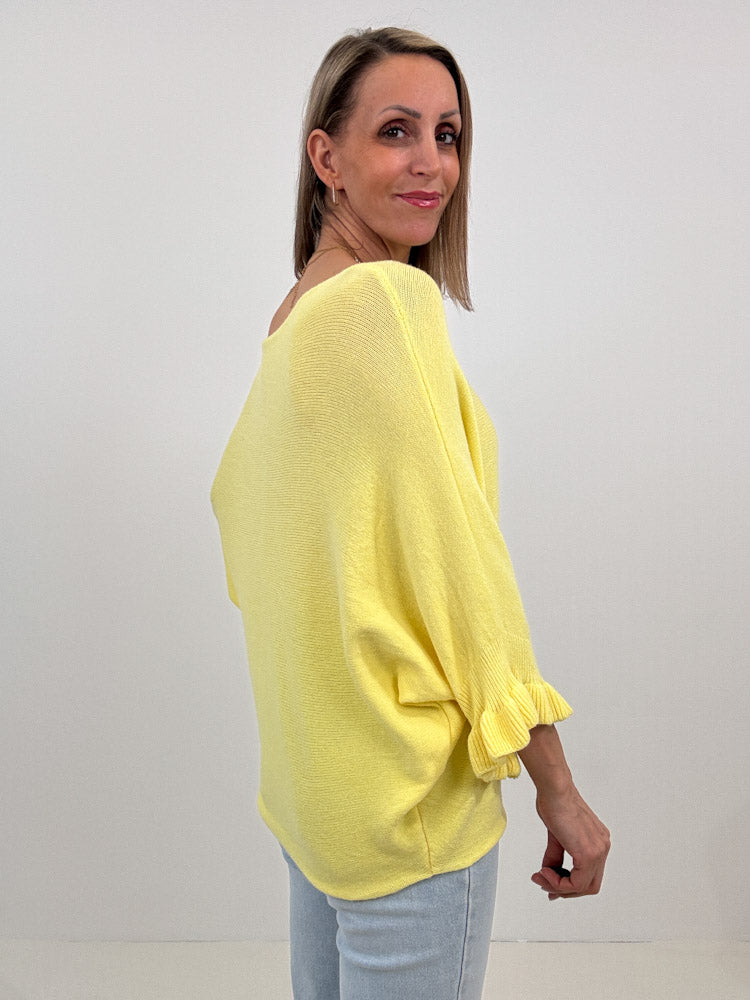 "Vicenza Volant" weicher Pullover mit Viscose - sonnengelb