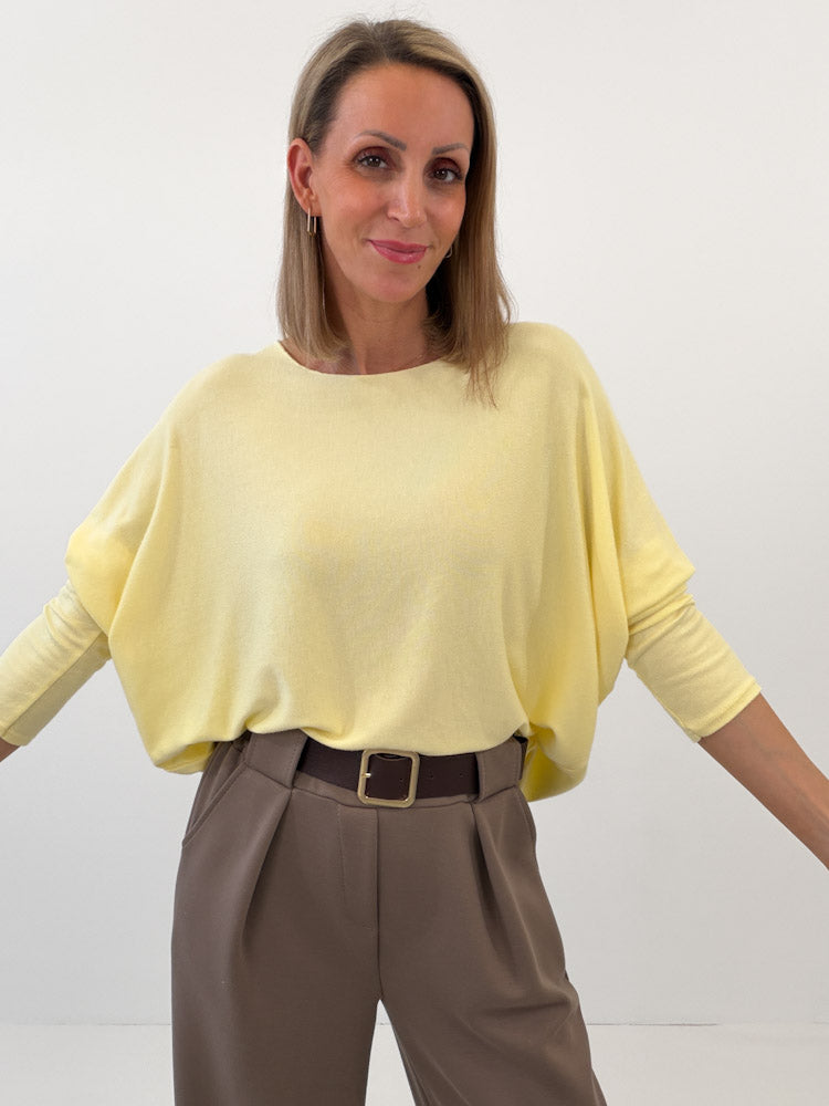 "Soft" weiches Longshirt aus Viscose & Wolle - sonnengelb