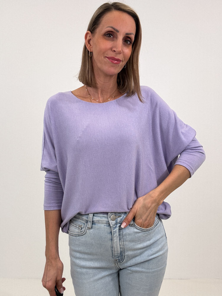 "Soft" weiches Longshirt aus Viscose & Wolle - flieder