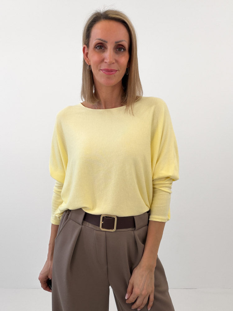 "Soft" weiches Longshirt aus Viscose & Wolle - sonnengelb
