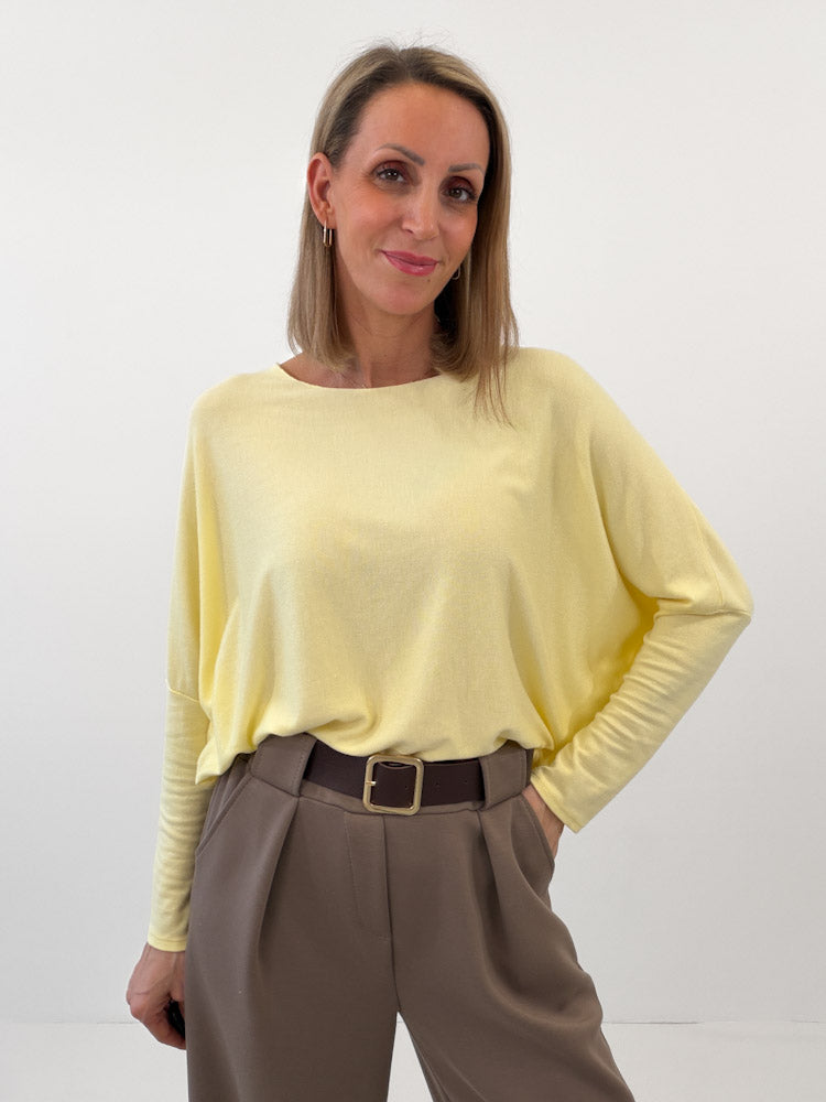 "Soft" weiches Longshirt aus Viscose & Wolle - sonnengelb