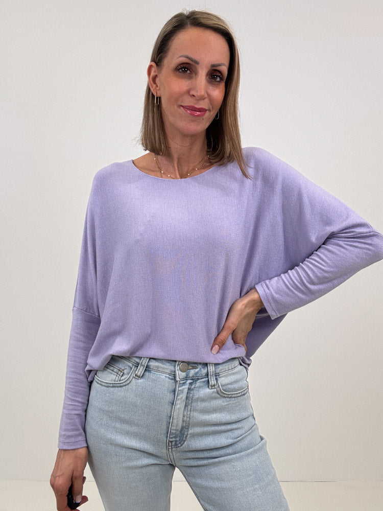 "Soft" weiches Longshirt aus Viscose & Wolle - flieder