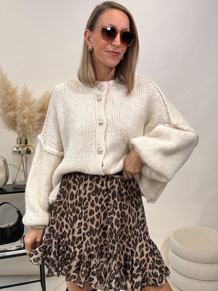 "Cozy Button Mini" kuscheliger Cardigan - creme