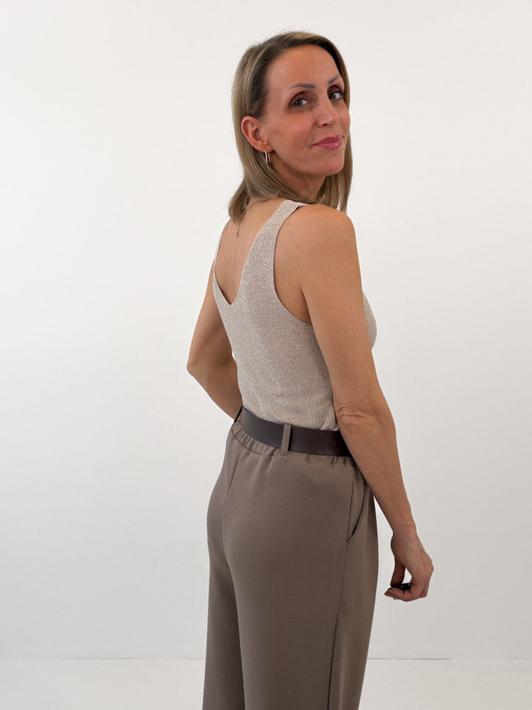 "Amy" weiches Glitzertop aus Viscose - beige