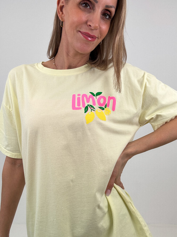 "Limon Cello" Shirt mit Statement - butter yellow
