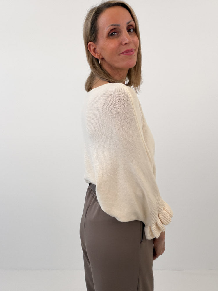 "Vicenza Volant" weicher Pullover mit Viscose - creme