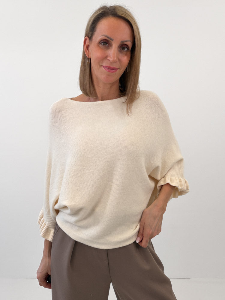 "Vicenza Volant" weicher Pullover mit Viscose - creme