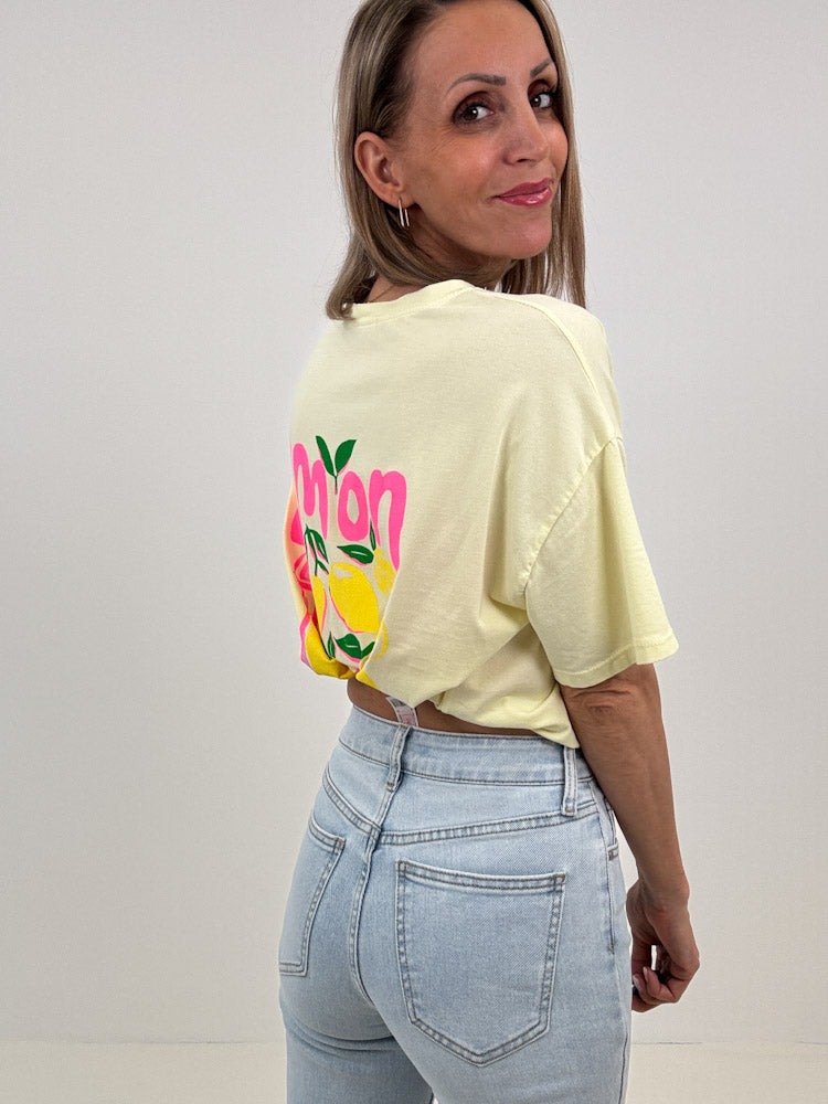 "Limon Cello" Shirt mit Statement - butter yellow