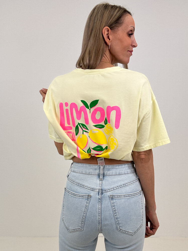 "Limon Cello" Shirt mit Statement - butter yellow