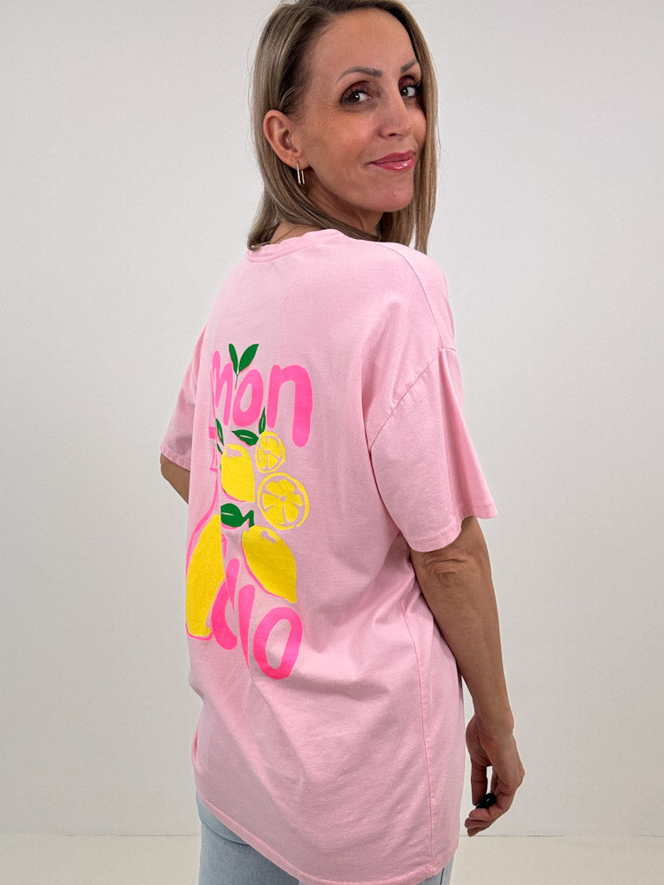 "Limon Cello" Shirt mit Statement - rosa