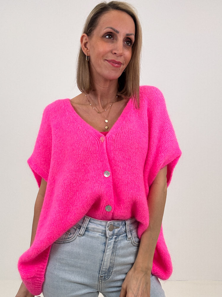"Florida Vest" kuscheliger Cardigan mit Lana Wolle - pink
