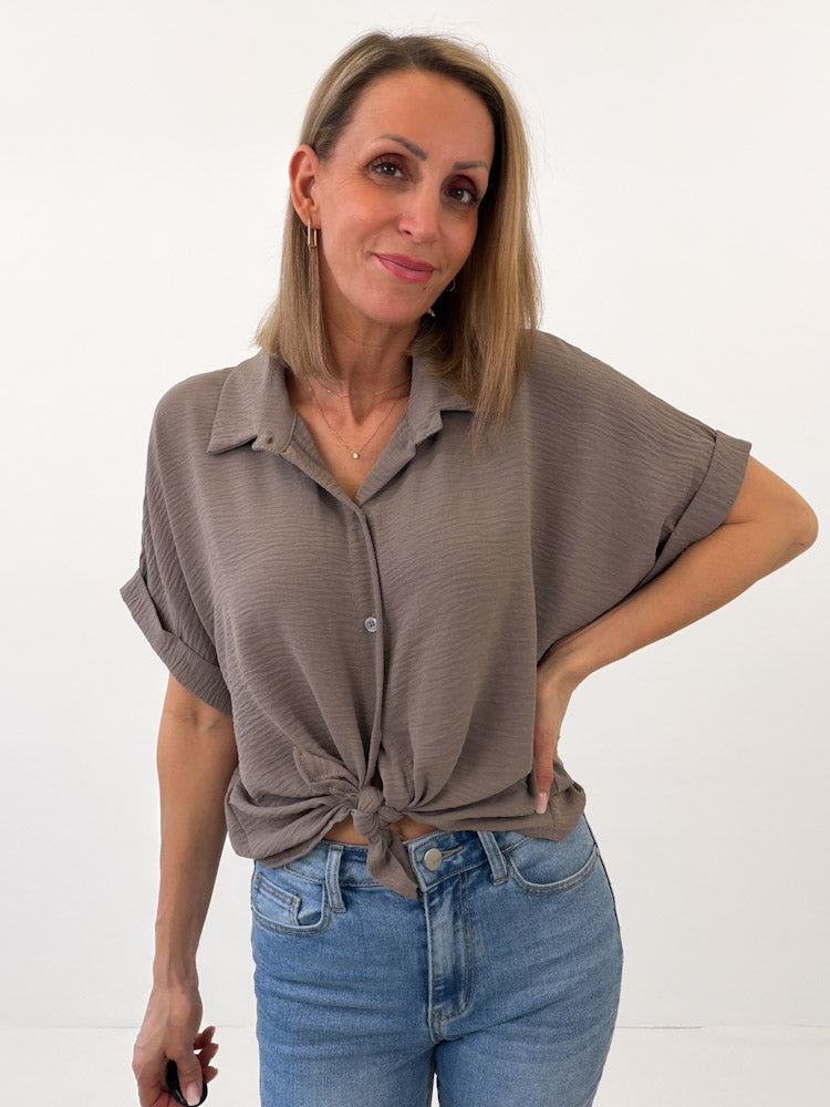 "Sunshine" kurze Bluse - mocca