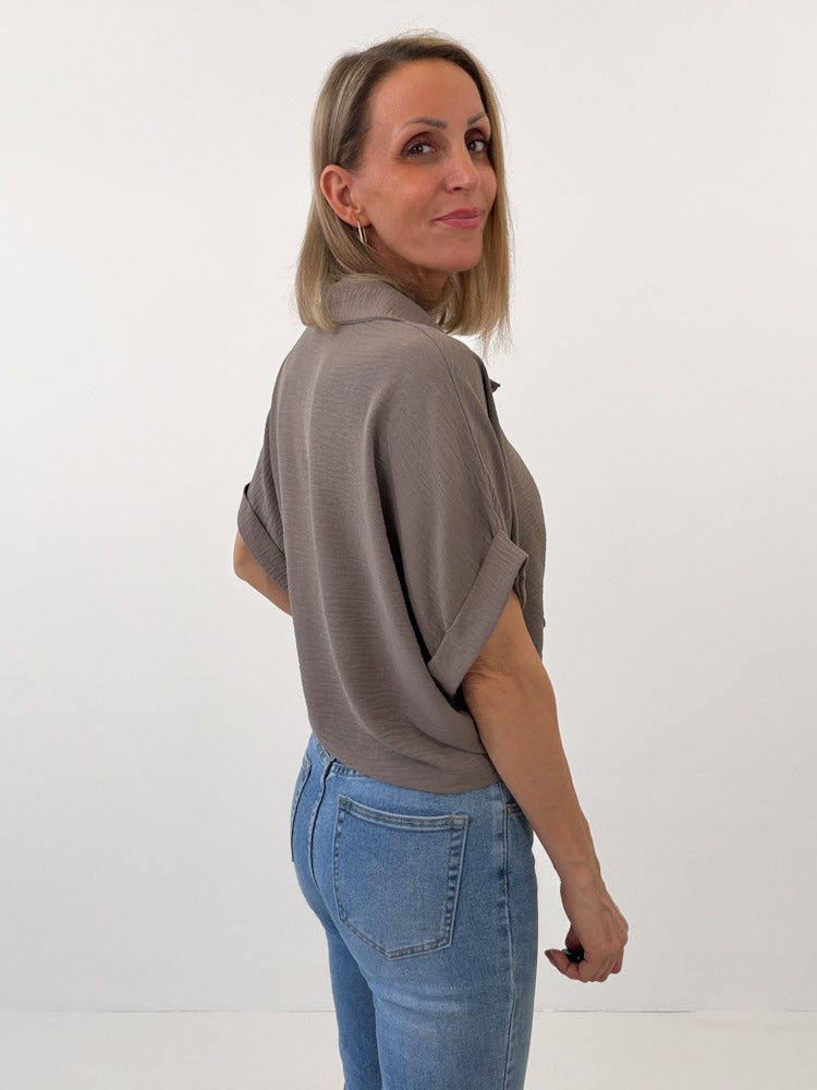 "Sunshine" kurze Bluse - mocca