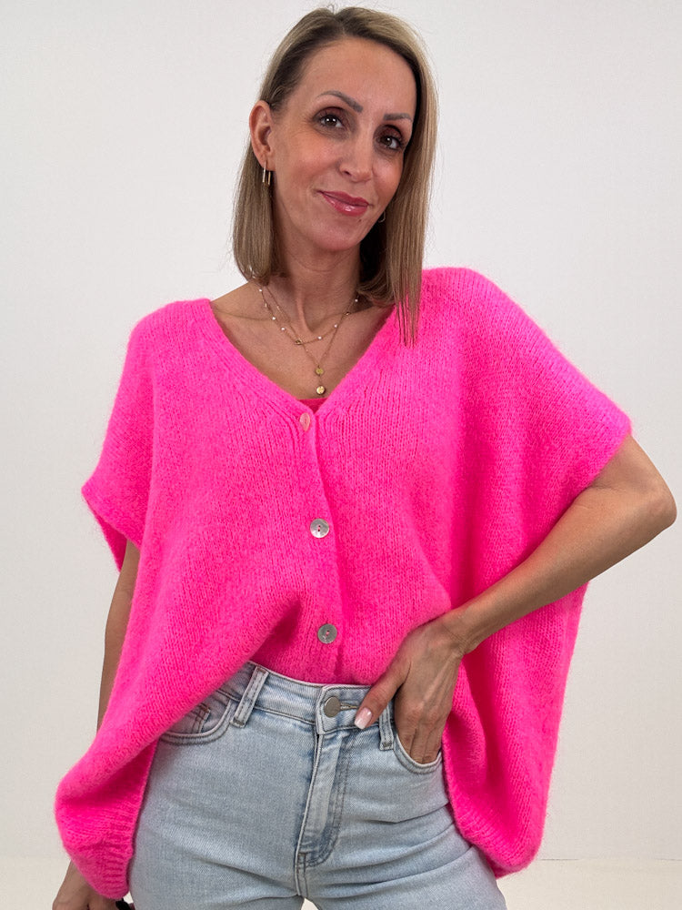 "Florida Vest" kuscheliger Cardigan mit Lana Wolle - pink
