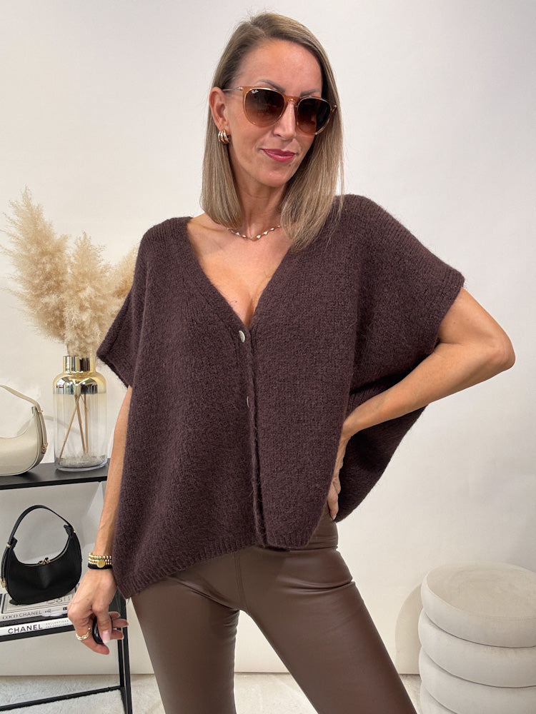 "Florida Vest" kuscheliger Cardigan - dunkelbraun