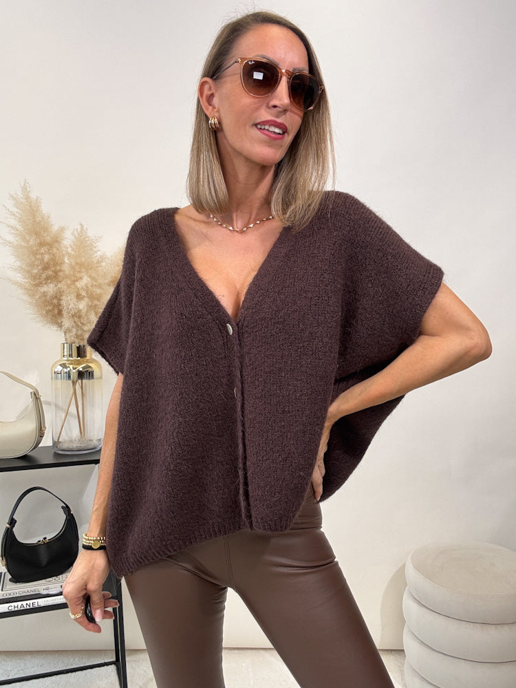 "Florida Vest" kuscheliger Cardigan - dunkelbraun