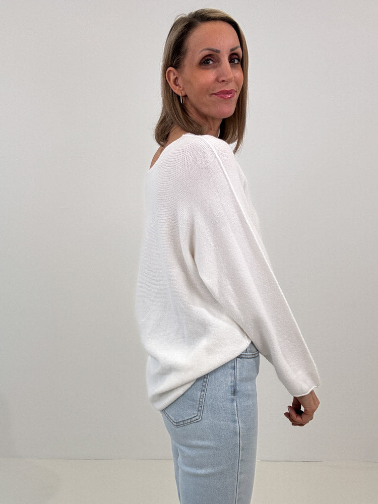 "Vicenza" weicher Pullover mit Viscose - weiß