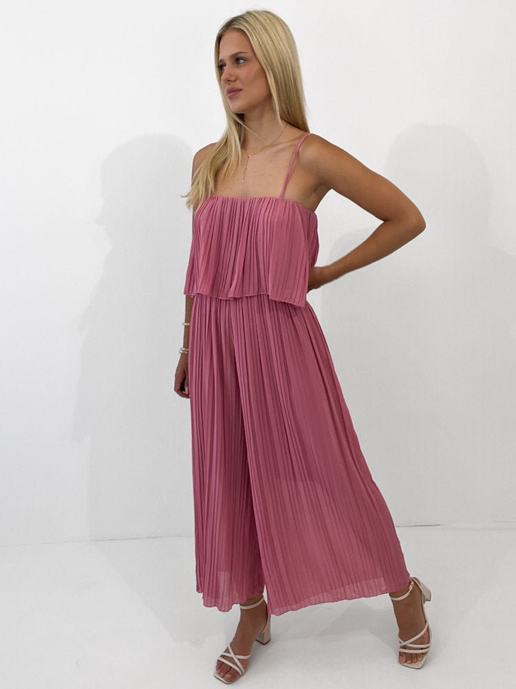 Plissee Jumpsuit - beere