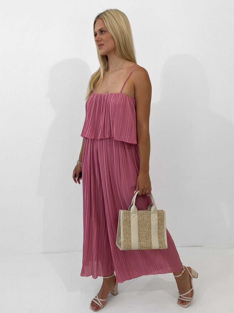 Plissee Jumpsuit - beere