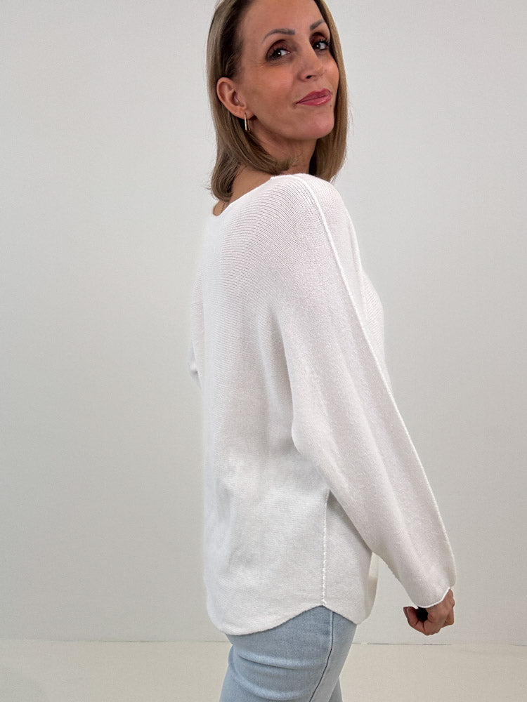 "Vicenza" weicher Pullover mit Viscose - weiß