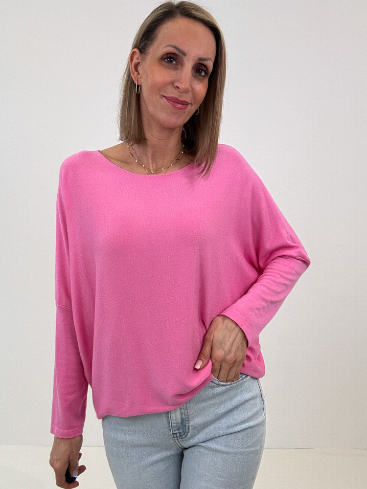 "Soft" weiches Longshirt aus Viscose & Wolle - pink