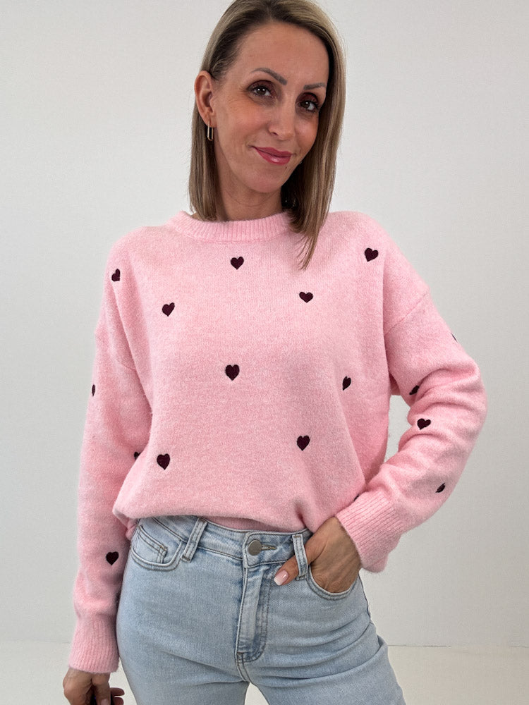 "Little Heart" Pullover aus Viscose - rosa