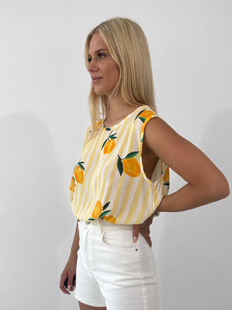 "Amalfi Lemon" Top aus Viscose - gelb