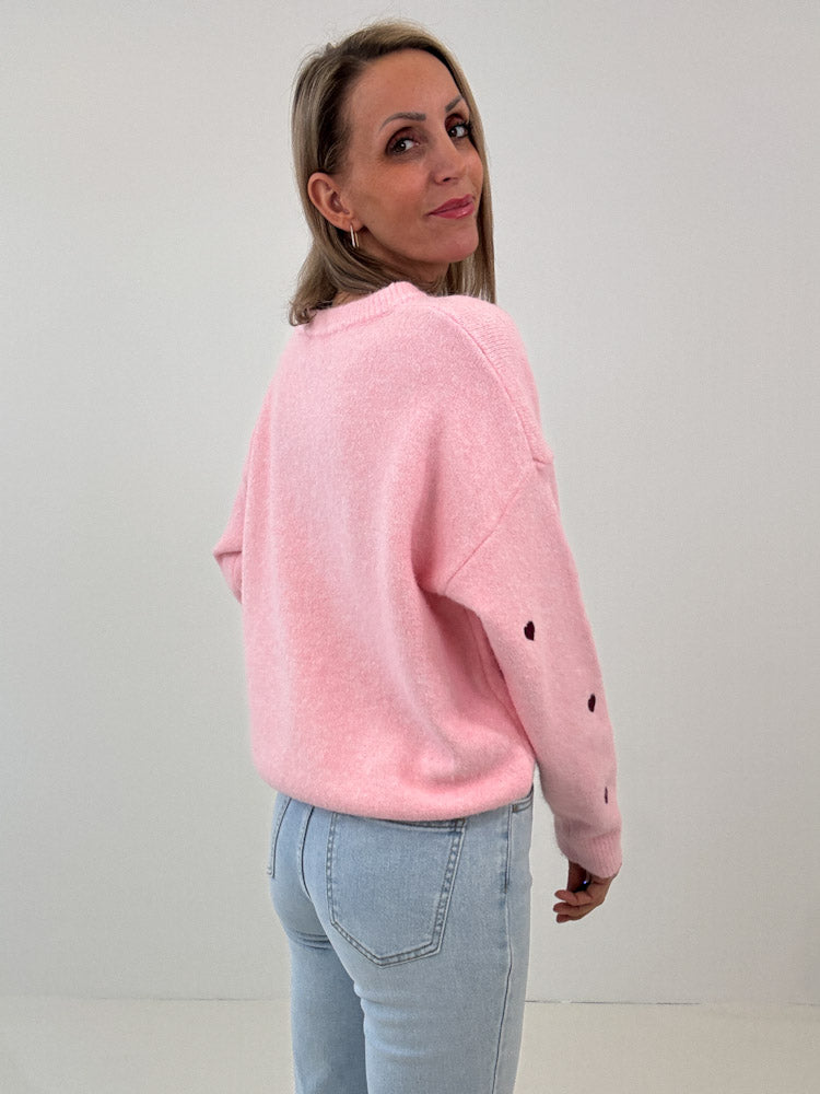 "Little Heart" Pullover aus Viscose - rosa