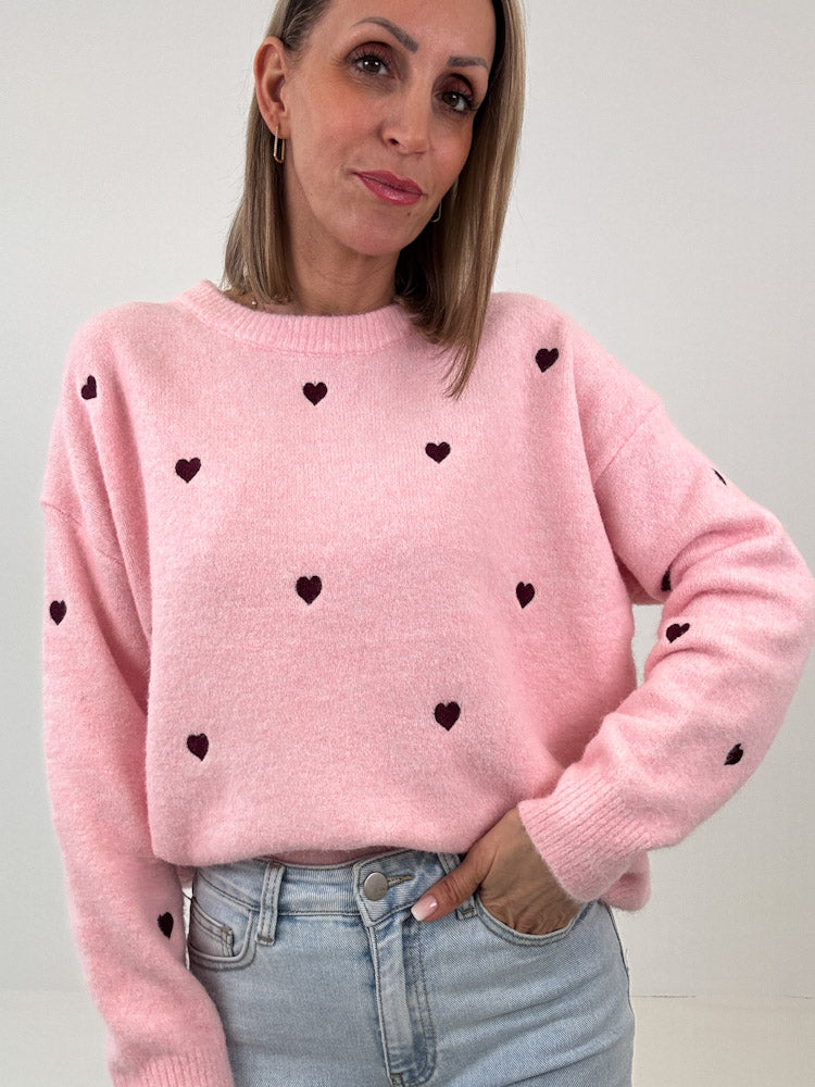 "Little Heart" Pullover aus Viscose - rosa
