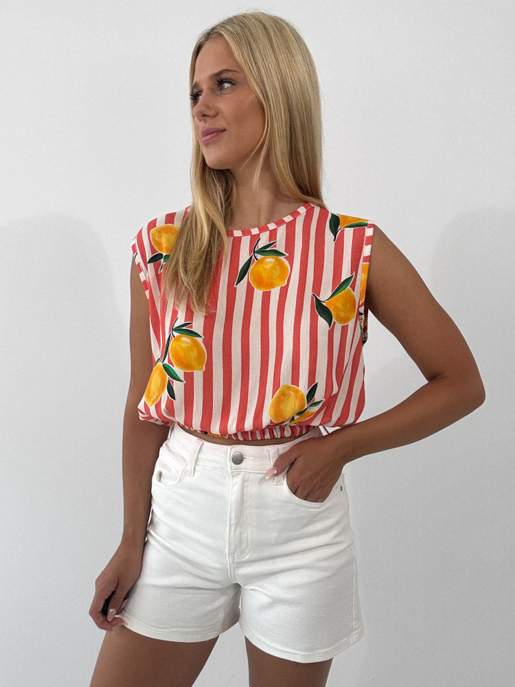 "Amalfi Lemon" Top aus Viscose - coral