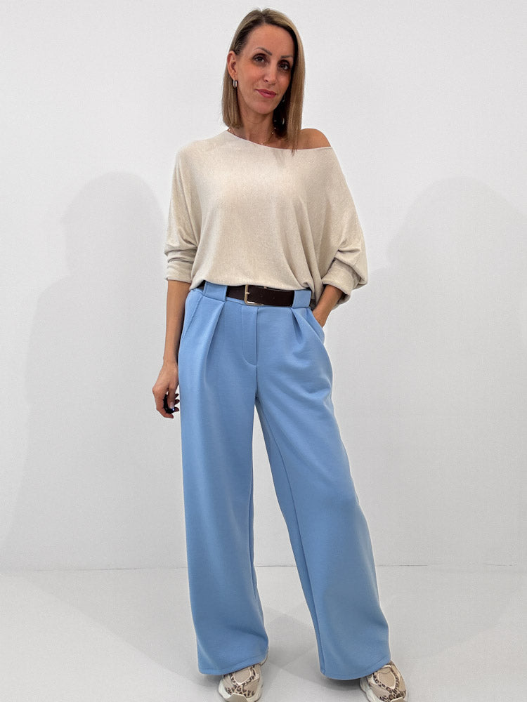 "Pari" elastische Hose aus Viskose  - blau