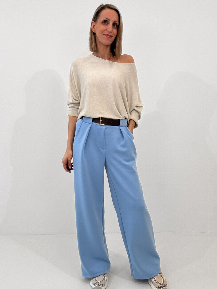 "Pari" elastische Hose aus Viskose  - blau