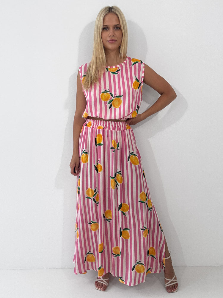 "Amalfi Lemon" Top aus Viscose - pink
