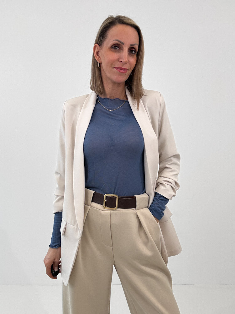 "Como" kuscheliges Cashmere Longshirt - jeansblau