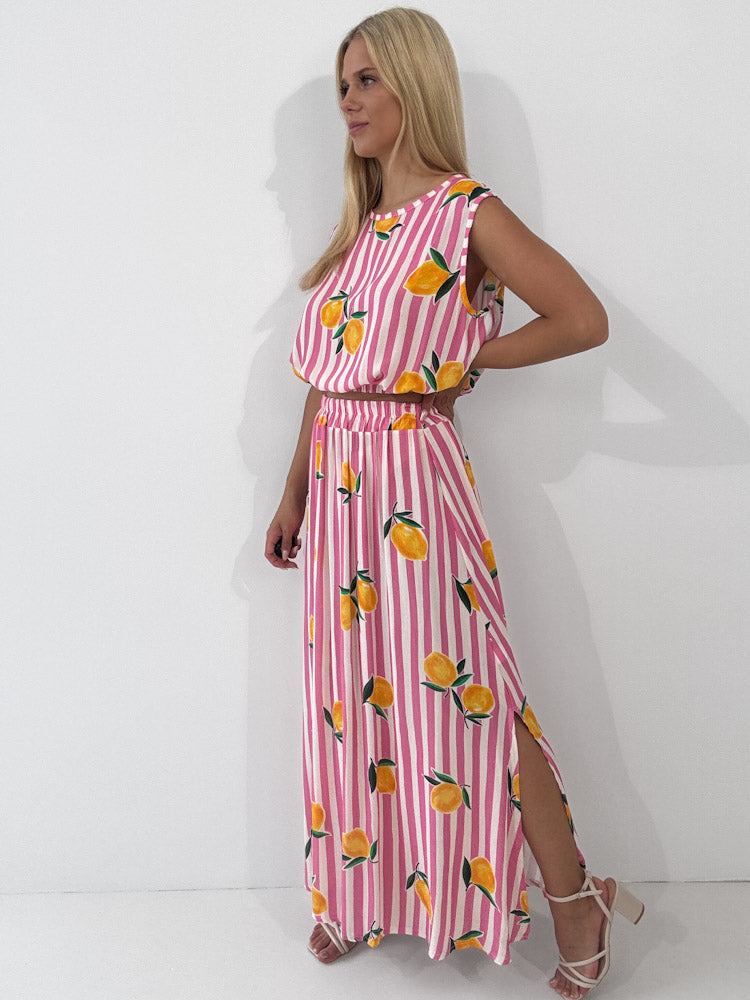"Amalfi Lemon" Top aus Viscose - pink
