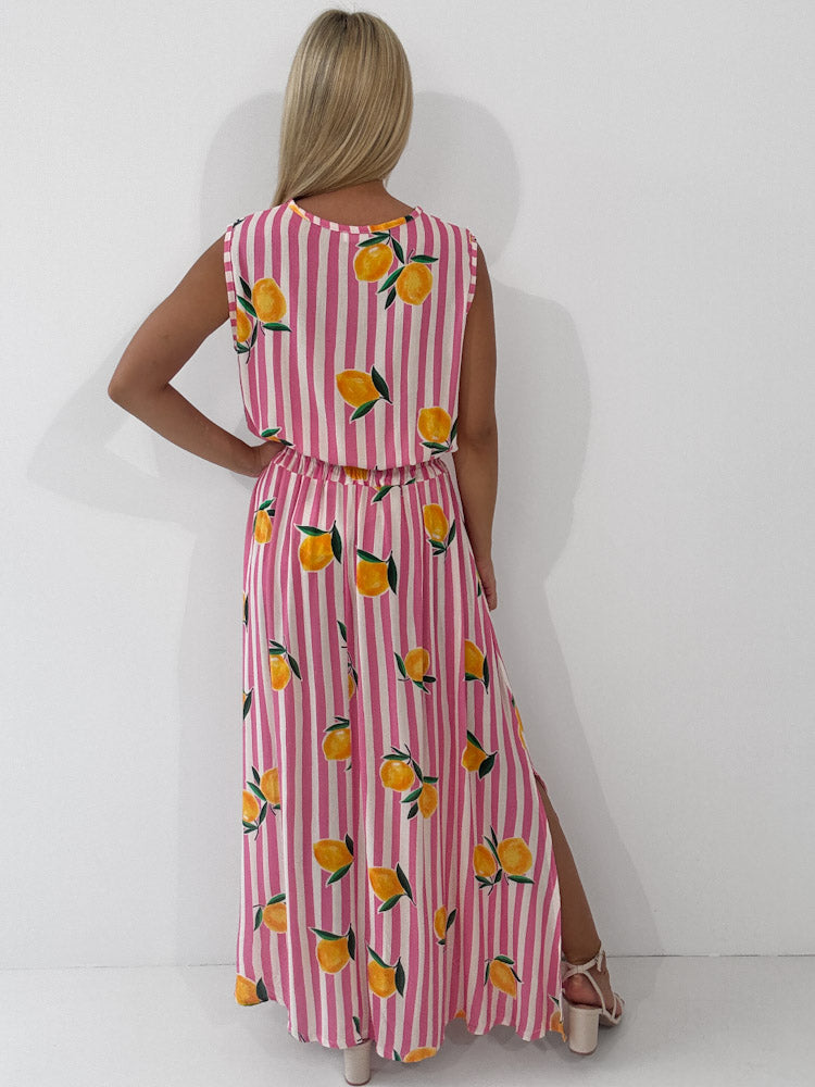 "Amalfi Lemon" Top aus Viscose - pink