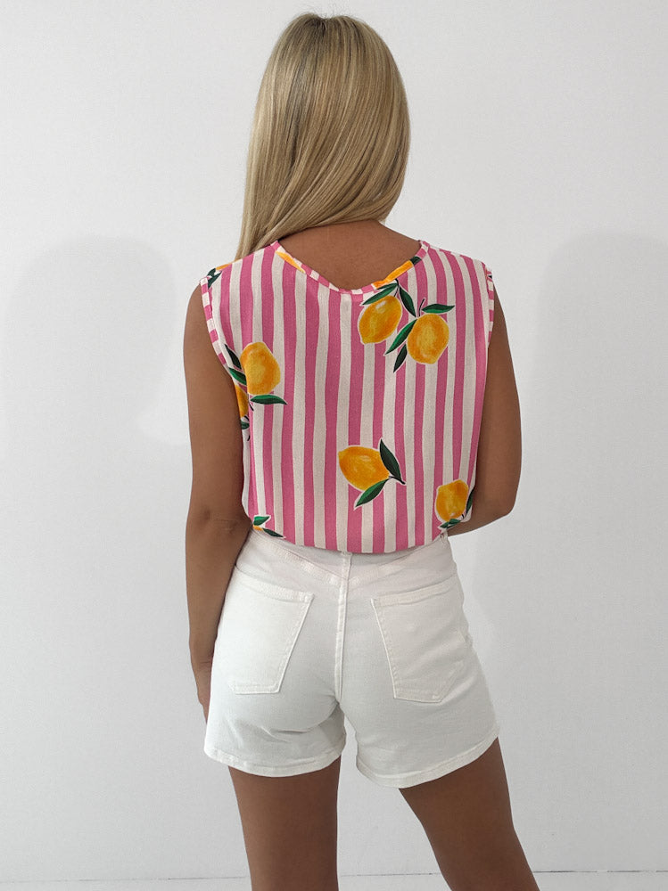 "Amalfi Lemon" Top aus Viscose - pink