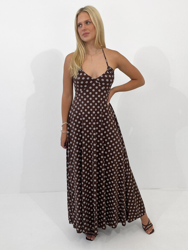 "Luciana Dots" schickes Kleid aus Viscose - braun