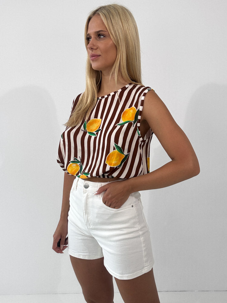 "Amalfi Lemon" Top aus Viscose - braun