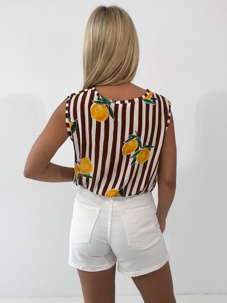 "Amalfi Lemon" Top aus Viscose - braun