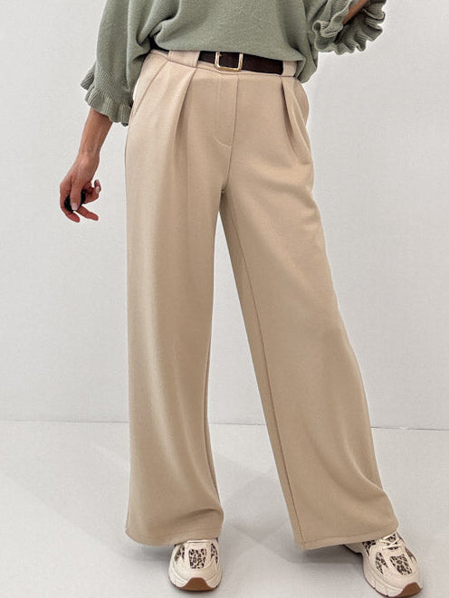 "Pari" elastische Hose aus Viskose  - beige