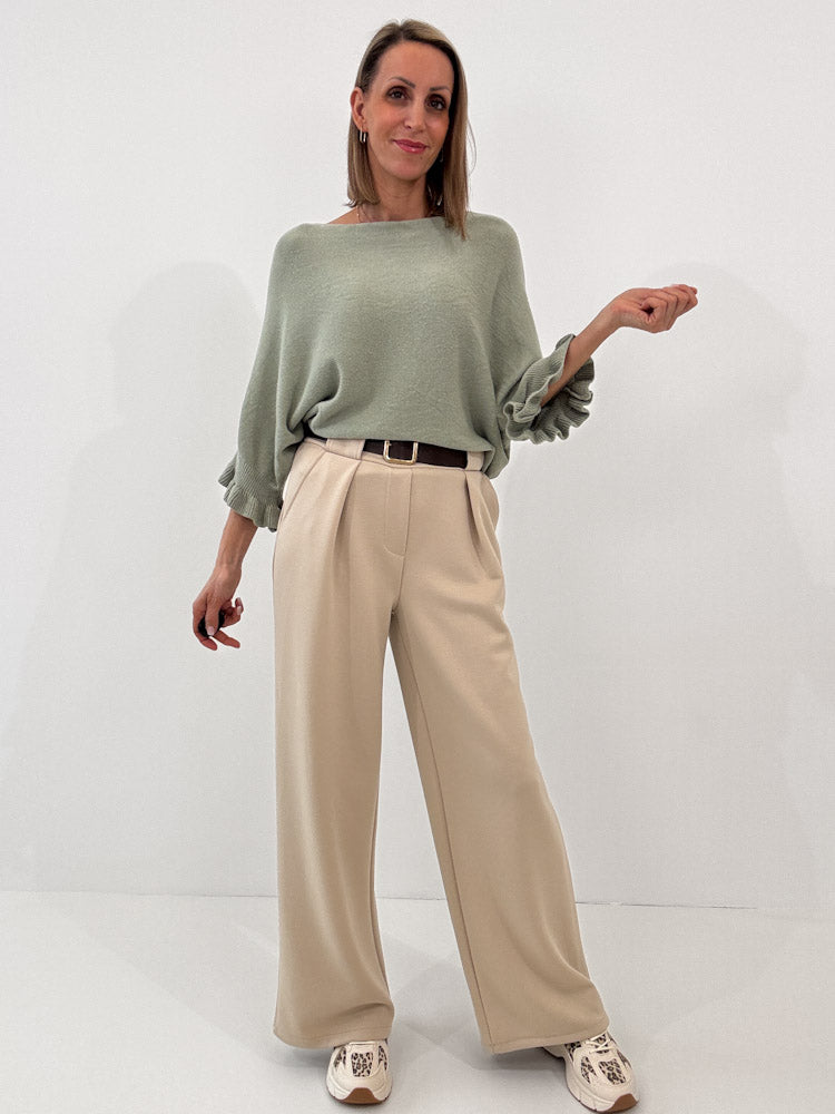 "Vicenza Volant" weicher Pullover mit Viscose - salbei